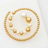 WOMENS GOLD PEARL CIRCLE EARRING