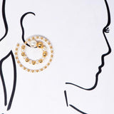 WOMENS GOLD PEARL CIRCLE EARRING