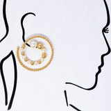 WOMENS GOLD PEARL CIRCLE EARRING