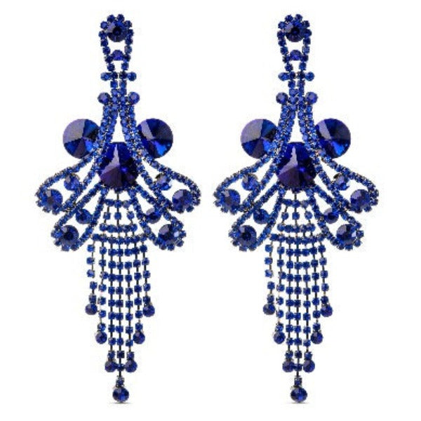 LONG NAVY BLUE GEMSTONE EARRINGS