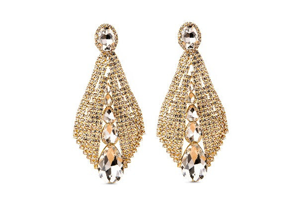 WOMEN'S LONG GOLD GLAMOUR EARRINGS