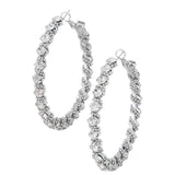 NADRIA TEXTURED CRYSTAL HOOP EARRINGS