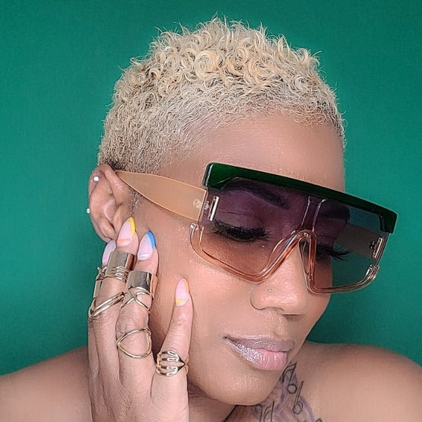 WOMENS COLOR-BLOCK WRAP SUNGLASSES