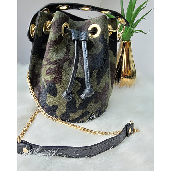 WOMENS COW HAIR LEATHER SHOULDER BAG