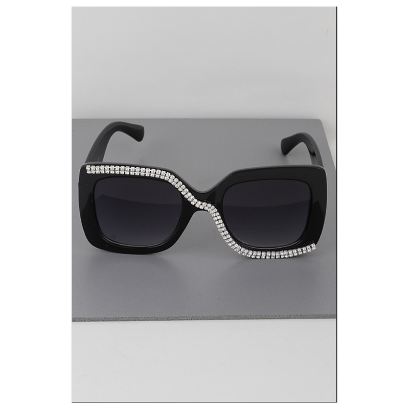 WOMEN'S LARGE RECTANGULAR RHINSTONE SUNGLASSES