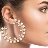 LEMAA GOLD METAL PEARL HOOPS